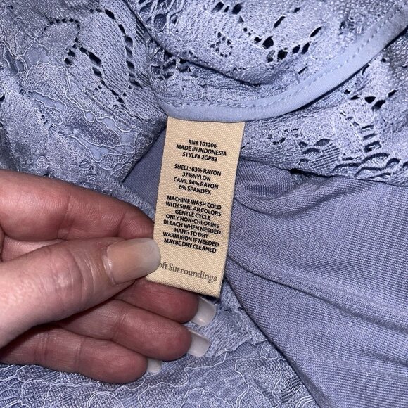 Soft Surroundings Blue Lisa Lace Button Front Long Sleeve Shirt Set Size Medium - Picture 8 of 8